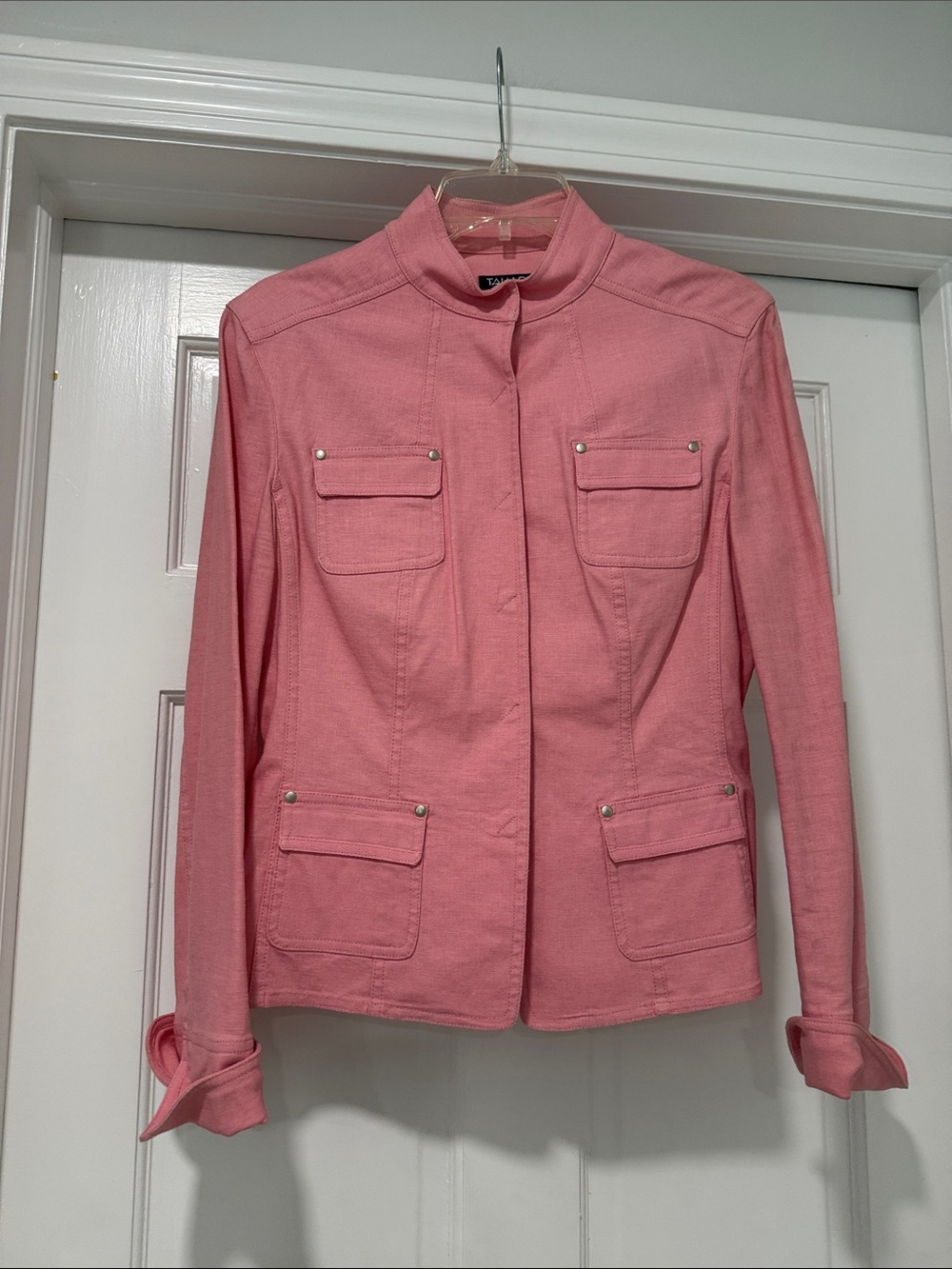 Tahari Pink Cotton-Blend Utility Blazer